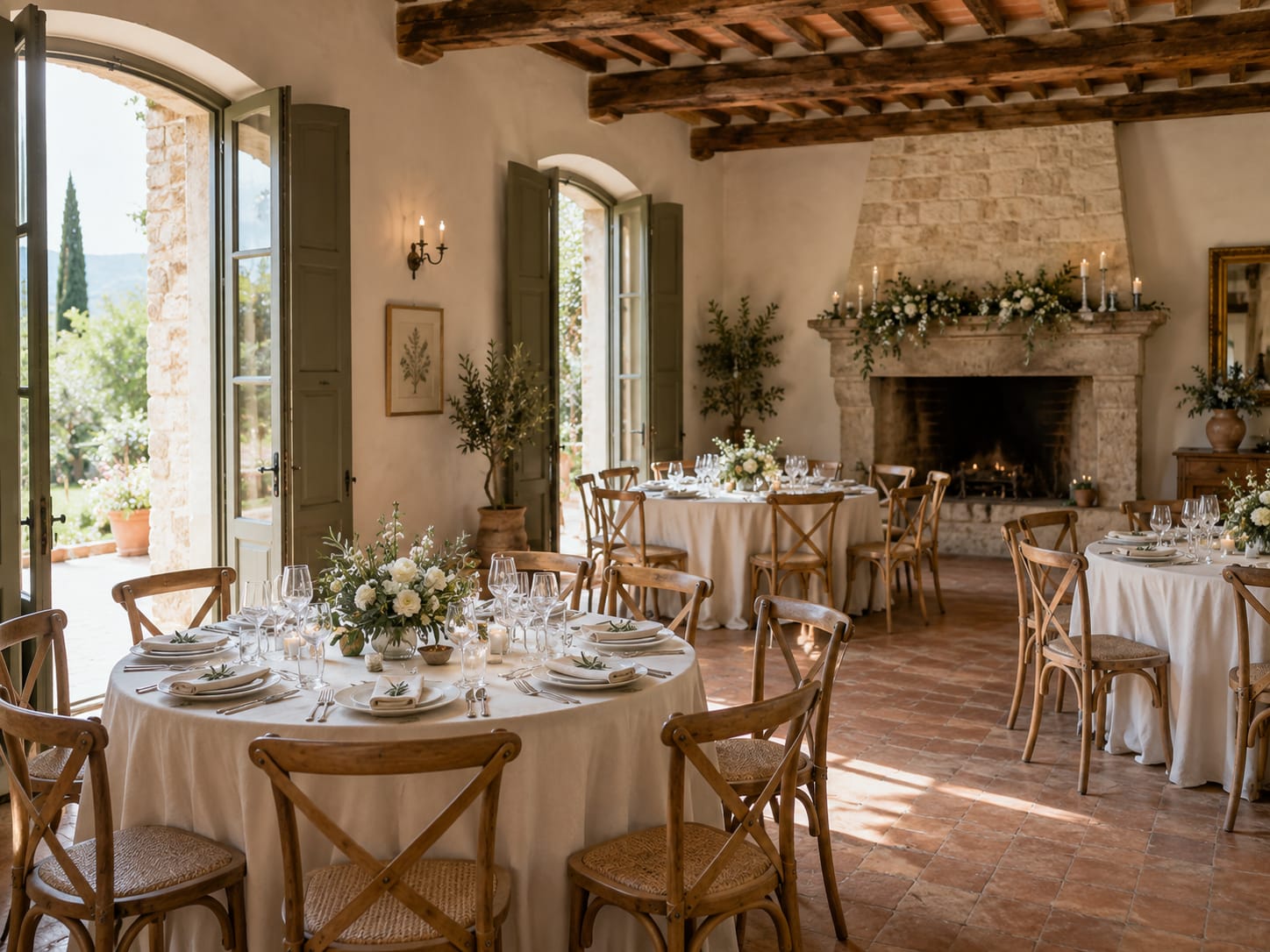 Sala allestita per un ricevimento di matrimonio